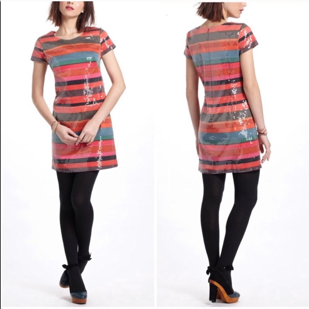 Anthropologie Glinted Sunset Shift Dress - Picture 1 of 4